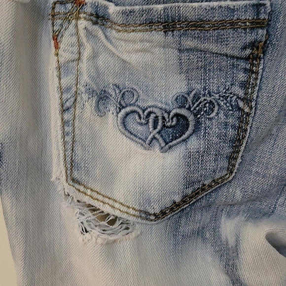 Stone LOVE 1990s Destroyed Bleached Low Rise Grunge Denim Jeans Size 9 Juniors - Picture 7 of 15